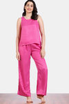 Zivame Checkered Sheen Woven Pyjama Set - Pink Yarrow — thumbnail 2